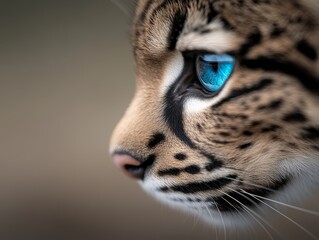 Obraz premium A close up of a leopard's face with blue eyes