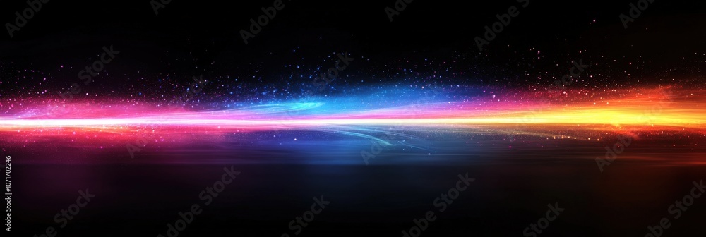 Poster vibrant colorful abstract light wave background with bright neon colors and twinkling stars creating