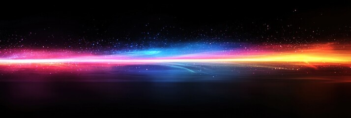 Obraz premium Vibrant Colorful Abstract Light Wave Background with Bright Neon Colors and Twinkling Stars Creating a Cosmic and Dreamy Atmosphere for Art and Design Projects