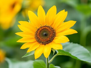 Obraz premium A single yellow sunflower in the middle of a field of sunflowers