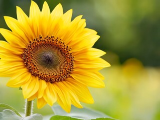 Fototapeta premium A close up of a sunflower with a green background