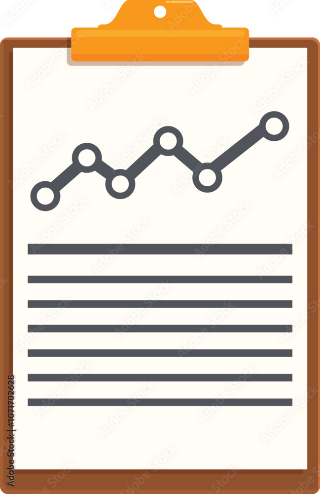 Poster clipboard with growth chart representing successful business strategy and data analysis