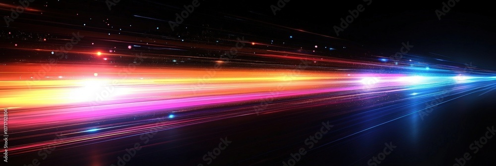 Aufkleber colorful light trails across a dark background creating an energetic and dynamic scene with bright s