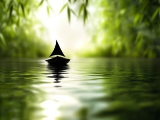 Fototapeta premium A small boat floating on top of a body of water