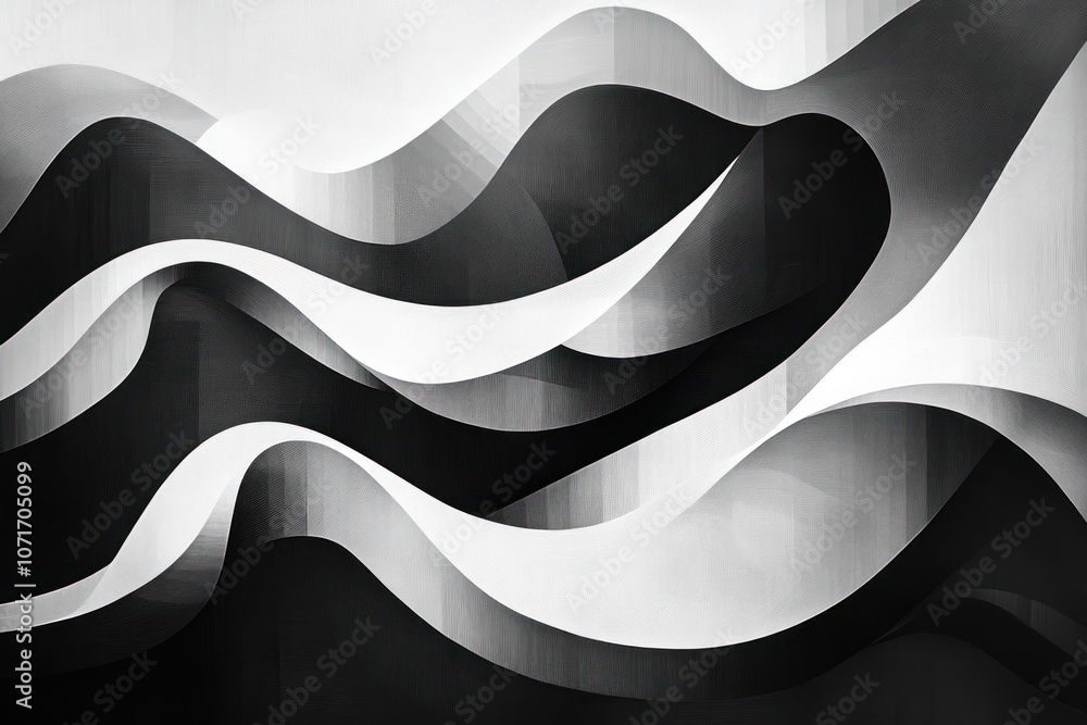 Poster abstract black and white wavy pattern with a 3d effect.