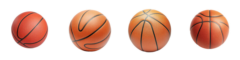 Fototapeta premium Assortment of Various Basketball Balls in Different Sizes Placed on a Plain White Background Sports Equipment and Recreational Activity Concept