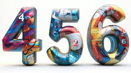 Colorful numbers on a white background