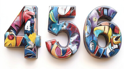 Colorful numbers on a white background