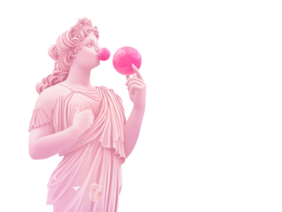 a statue of a woman blowing a bubble