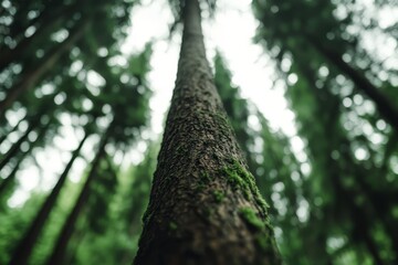 Fototapeta premium A tall tree in the middle of a forest