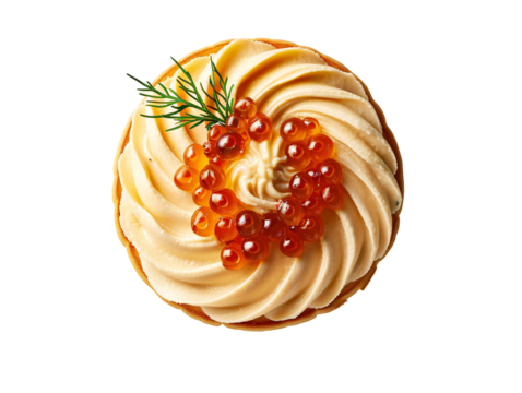 a cupcake with red caviar on top