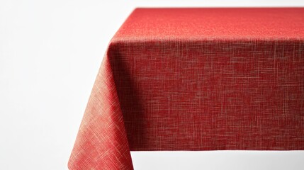 Fototapeta premium Classic red tablecloth with a subtle woven texture, isolated on a clean white background