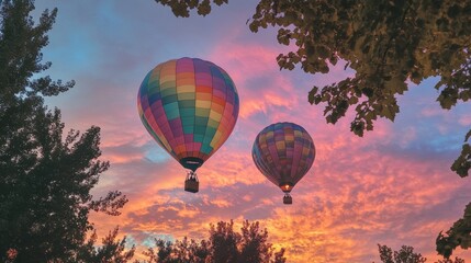 Fototapeta premium Experience the magic of blossompowered hot air balloons against a spectacular sky