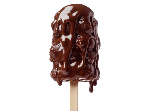 a chocolate covered ice cream on a stick