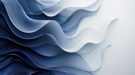 Fototapeta premium Abstract waves in shades of blue and white, creating a smooth, flowing texture.