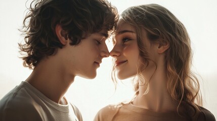 Couple Sharing an Intimate Moment in Soft Light