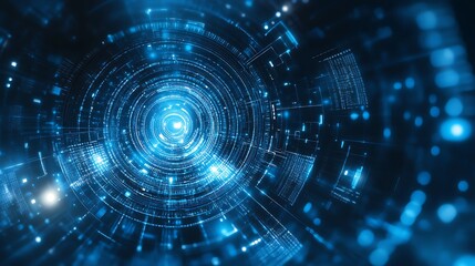 Obraz premium Abstract blue gradient background with dynamic light effects, perfect for showcasing technology and scientific innovation