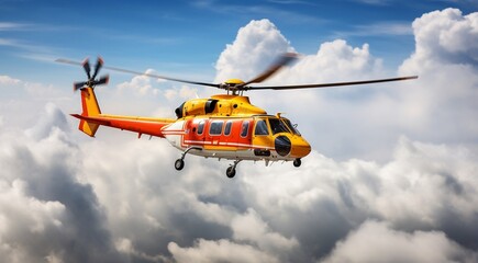 Fototapeta premium close up of helicopter in the air