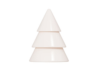 3D Beige Christmas tree icon. New year emoji object. Abstract decoration for Christmas card. Cone pine tree. Cartoon creative design icon. 3D Vector Illustration