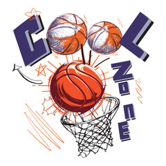 Cool zone Basketball Basketball Club vector t-shirt design. Vintage artwork for sportswear. Sport logo. College font. Basketball club vector t-shirt design.New York Basketball League, t-shirt graphics