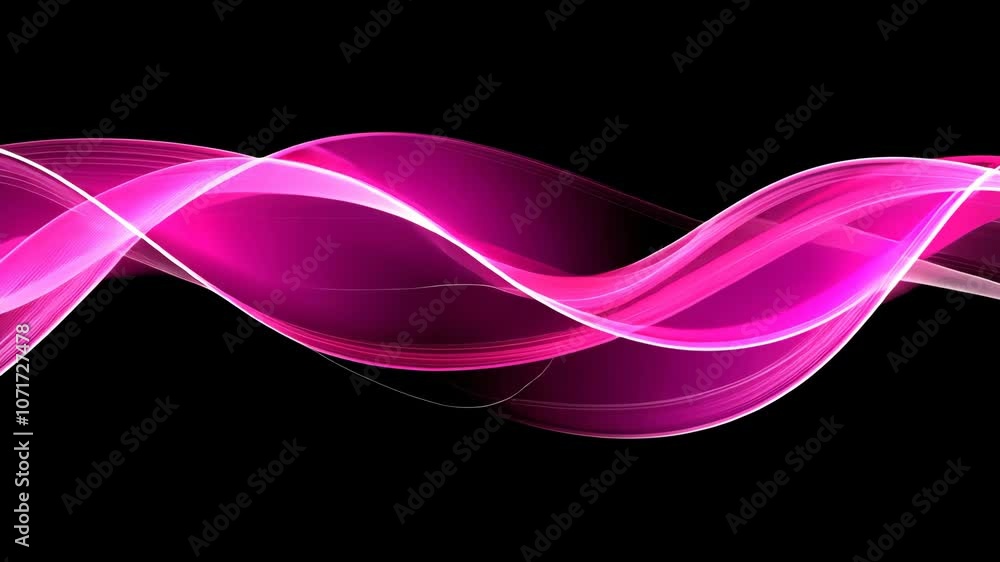 Aufkleber a vibrant pink wave flows across a black background, creating a dynamic and abstract design