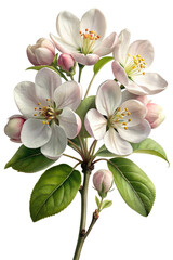 Fototapeta premium 3D Apple Flower Branches Isolated on White or Transparent Background