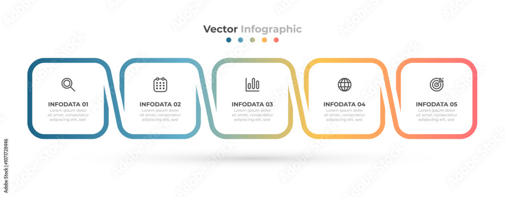 Poster infographic label design template with 5 steps or options. can be used for workflow diagram, info ch
