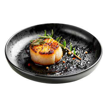 Pan Seared Scallop on Transparent Background