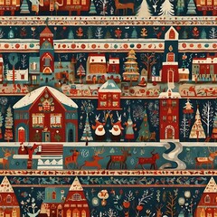 Obraz premium Folk art-inspired Christmas through the ages
