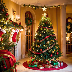 クリスマスツリーのある風景