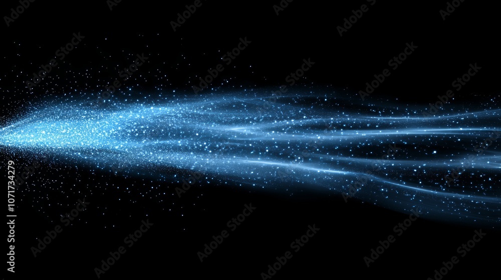 Aufkleber the abstract blue light track and luminous particles on the black background symbolize high-speed di