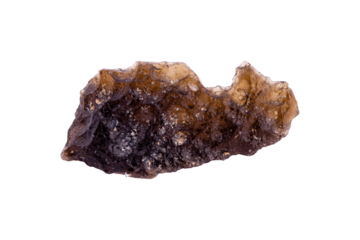 tektite, moldavite mineral stone on a white background close up.