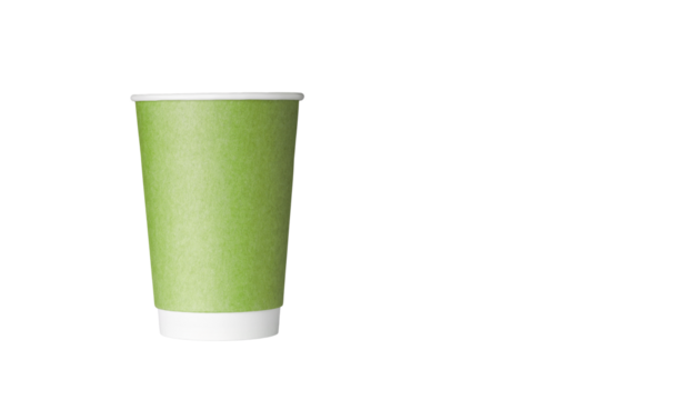 cardboard glass of blue color, for coffee or tea on an isolated white background close up