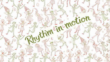 Obraz premium Rhythm in Motion Dancing Elves Festive Pattern Design
