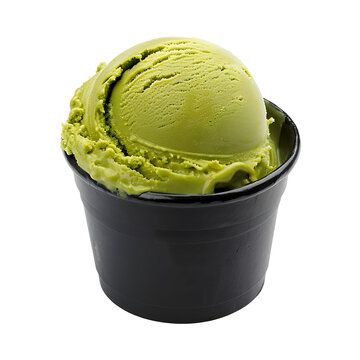 Green Tea Ice Cream on Transparent Background