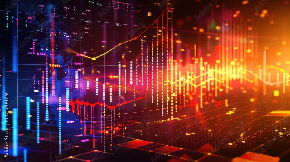 Aufkleber abstract digital visualization of data trends and analytics in vibrant colors.