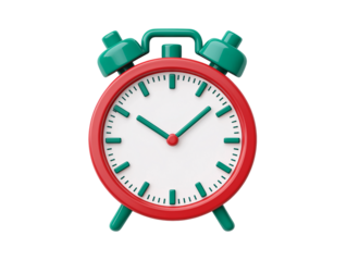 a red and green alarm clock