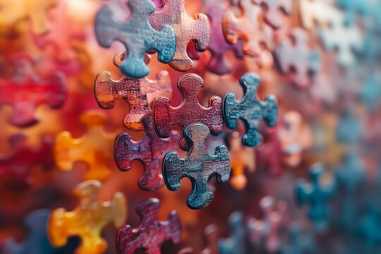 An abstract image of floating puzzle pieces. Generative AI - Powered by Adobe