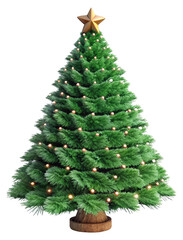 3D Christmas Tree, Evergreen Plant Isolated on White or Transparent Background for Festive New Year Celebration