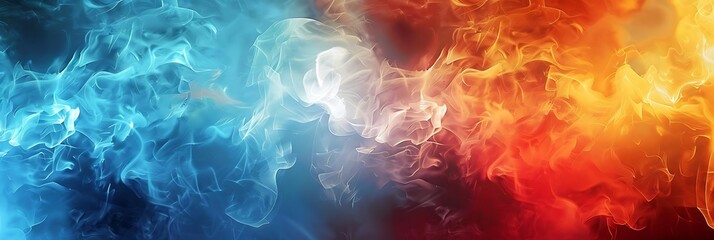 fire and ice on a blue background