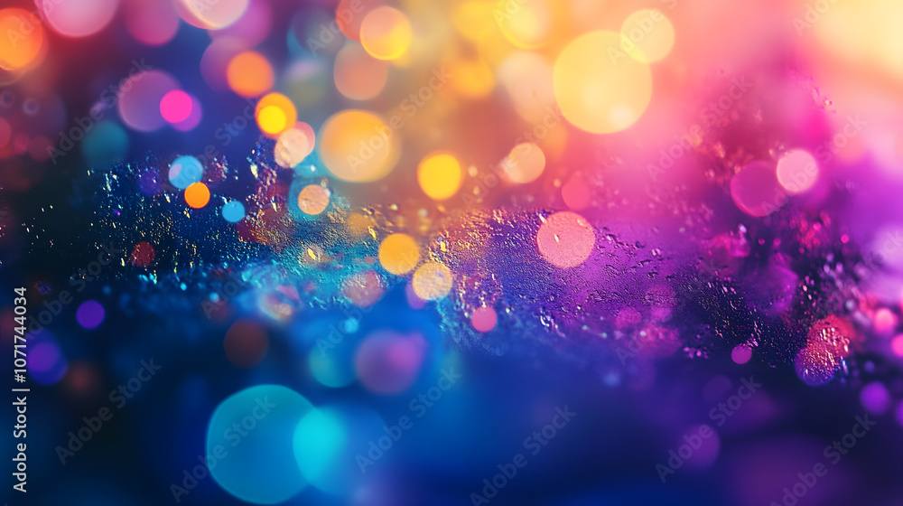 Poster abstract colorful background with bokeh lights and rainbow color lens flare