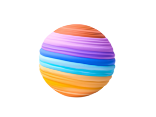 a colorful striped ball with a white background