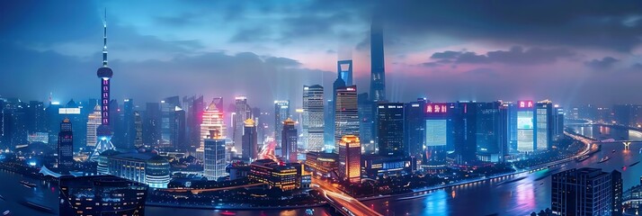 smart cities of tomorrow a bustling cityscape featuring a towering skyscraper, a bustling street, and a bustling river