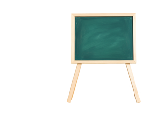 a green chalkboard with wooden legs