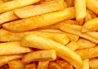 Close-up of ready to eat French fries.