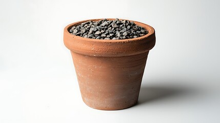 Growing a Clay Flower Pot with Gravel: A Creative Display for Indoor or Outdoor Planting and Home Decoration Ideas for Garden Enthusiasts