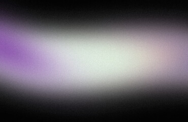 Fototapeta premium Dark glowing color wave grainy backdrop design. Abstract white gray purple black color on dark, wave shaped, vibrant color flow, curved gradient, noise texture background, empty space