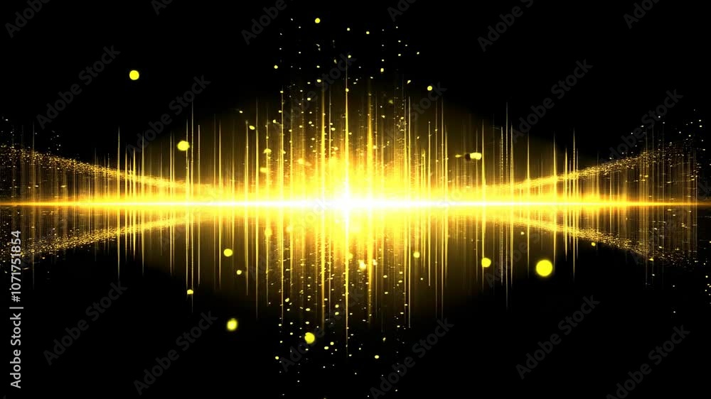 Poster a bright yellow light explodes in the center of the image, illuminating a dark background with shimm