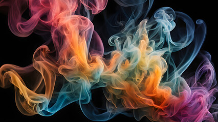 Magic smoke wisps of colored smoke blending together in an abstract mystical way, Ai Generated