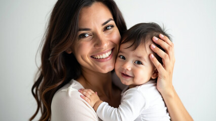 Mother and her baby in her arms